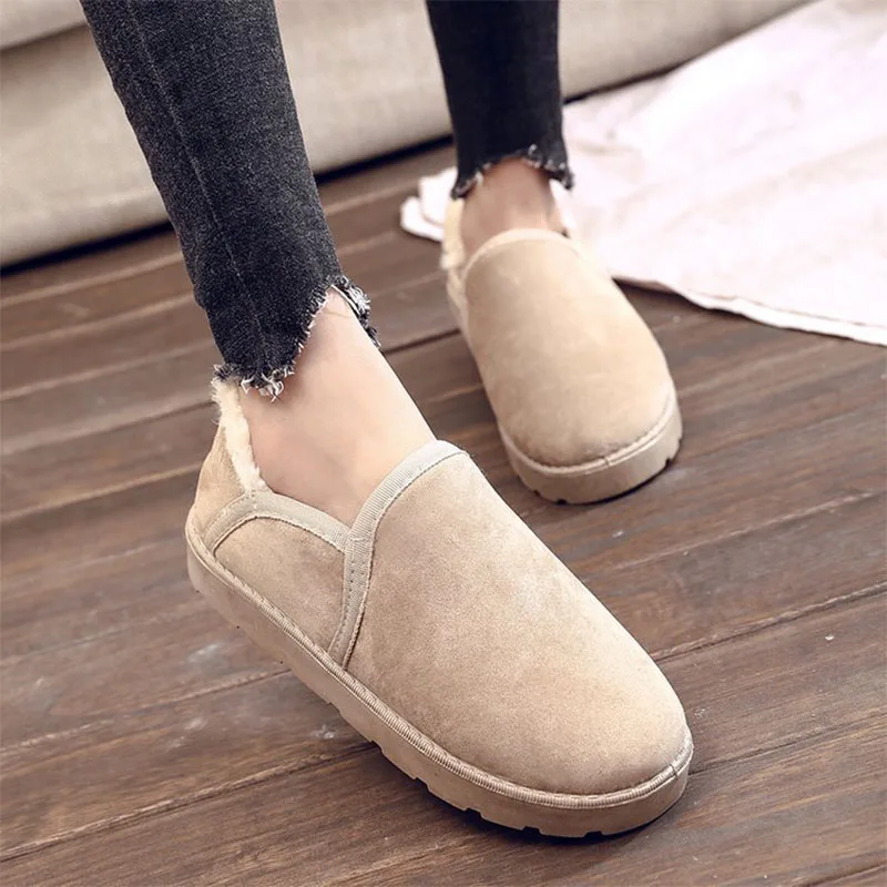 

Женские зимние ботинки, модные теплые и бархатные короткие ботинки с круглым носком, Нескользящие Универсальные женские хлопковые ботинки,...