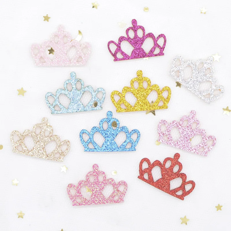 40Pcs/lot Glitter Felt Padded Applique Crown Fabric Patches for Craft Clothes Wedding DIY Clips Bow Scrapbooking Accessories H68 | Дом и сад