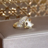 new arrive cute exquisite cz fox women open design ring pave aaa zircon rhinestone bague unique 14k bijoux pendant jewelry gift