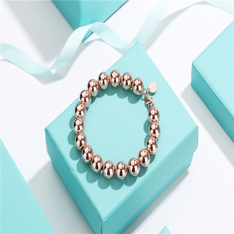 

Original 1:1 S925 Sterling Silver 8mm Bead Bracelets High Quality Logo Fine Jewelry Lovers Girlfriend Amazing Holiday Gift