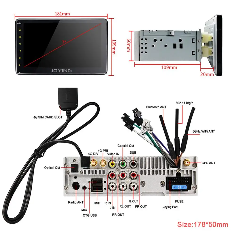 Радуясь 7 дюймов 1Din Универсальный Android автомобильный Радио Android10 GPS Carplay