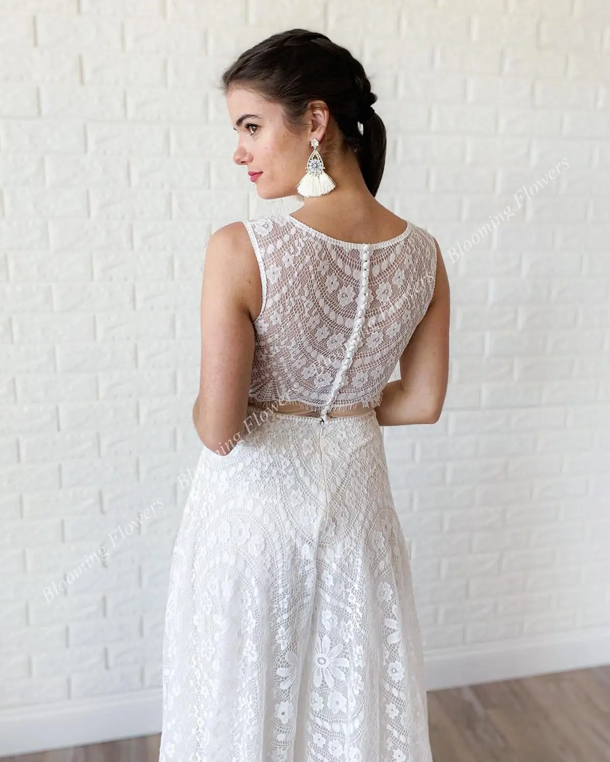 Boho Свадебные брючные костюмы 2020 богемные пляжные туфли на шнурках для невесты