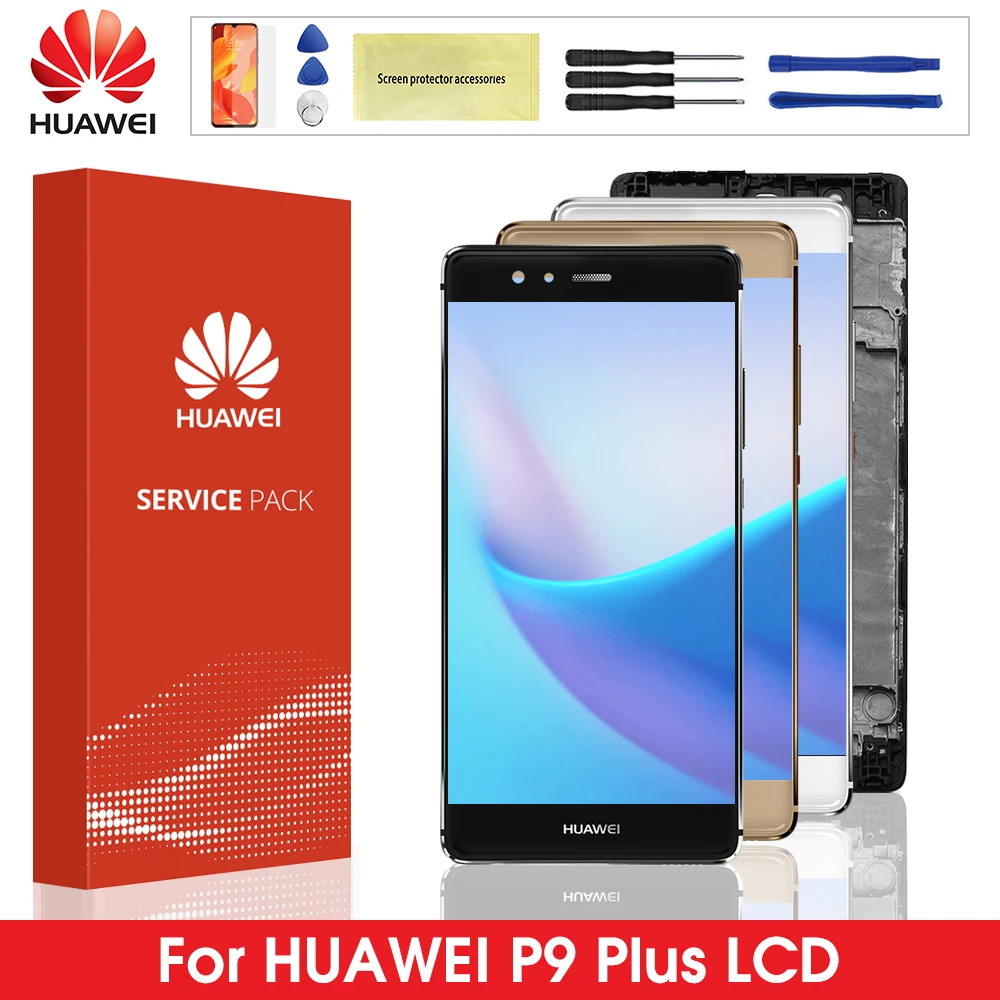 Оригинальный дисплей для Huawei P9 Plus ЖК сенсорный экран дигитайзер в сборе с рамкой