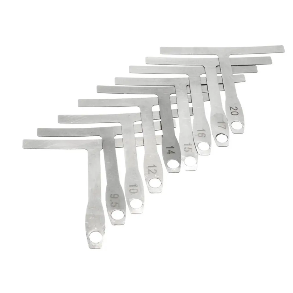 

9pcs Guitar Spoke Gauge T-Shape Ruler Fingerboard Measure Luthier Tool Neck Frets Arc Adjustment Measure Caliper