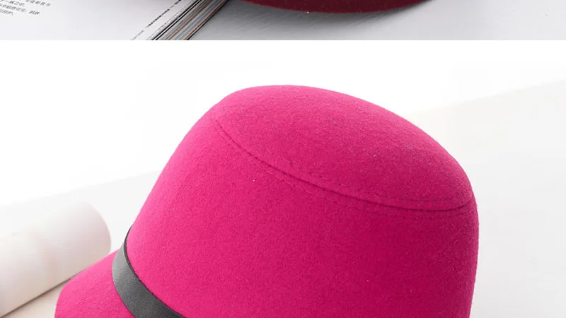 Горячее предложение женский котелок из шерсти Fedoras зимний женский топ Шляпа Сплошной Цвет фетровая шляпа-цилиндр Дамская винтажная Кепка элегантная