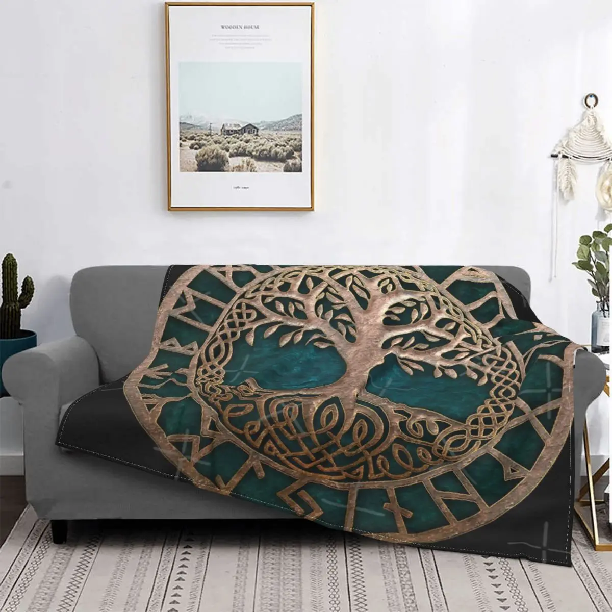 

Yggdrсил-colcha a cuadros para cama, manta Kawaii de Anime, edredones y colcha