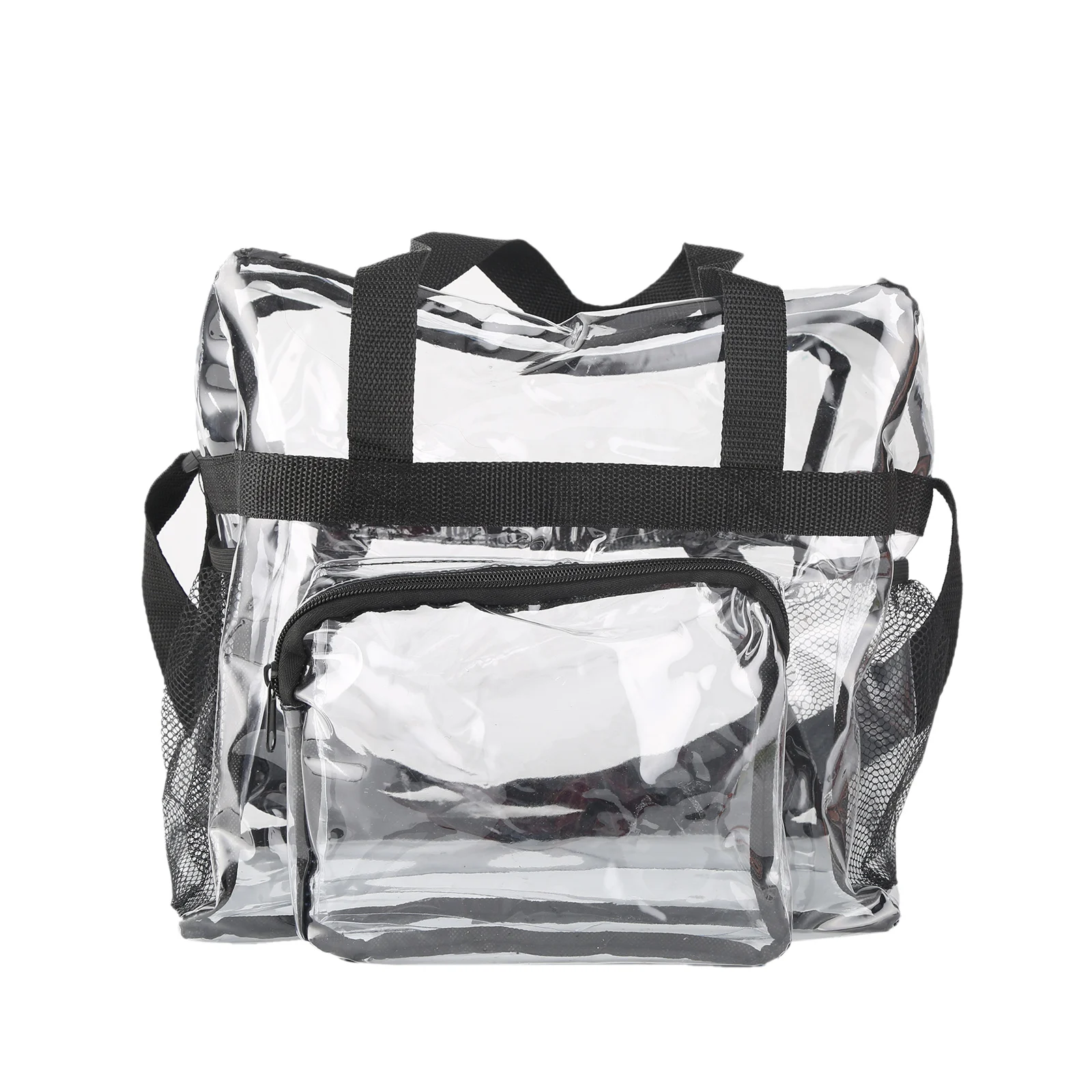 

Clear Tote Bag Stadium Approved Waterproof Transparent See Through Shoulder Bag For Travel Stadium Concert 12x12x6" Black