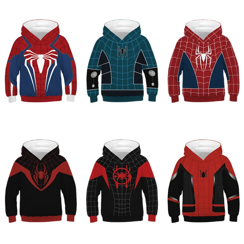 Толстовки с капюшоном для косплея Супергероя человека паука Спортивный костюм