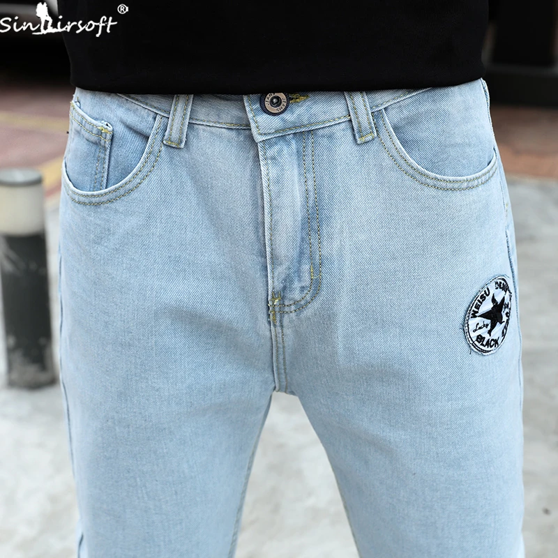 Мужские свободные прямые джинсы в Корейском стиле с широкими штанинами весна