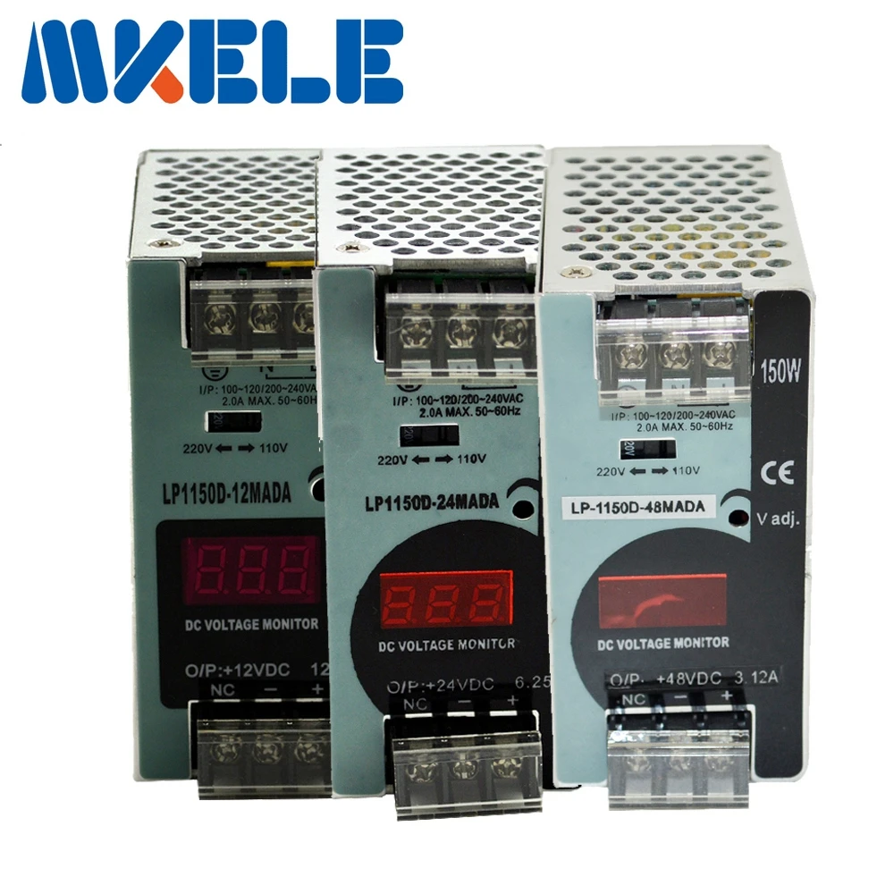 Цифровой светодиодный импульсный источник питания LP-150 12 В 24 48 Din-рейка с одним