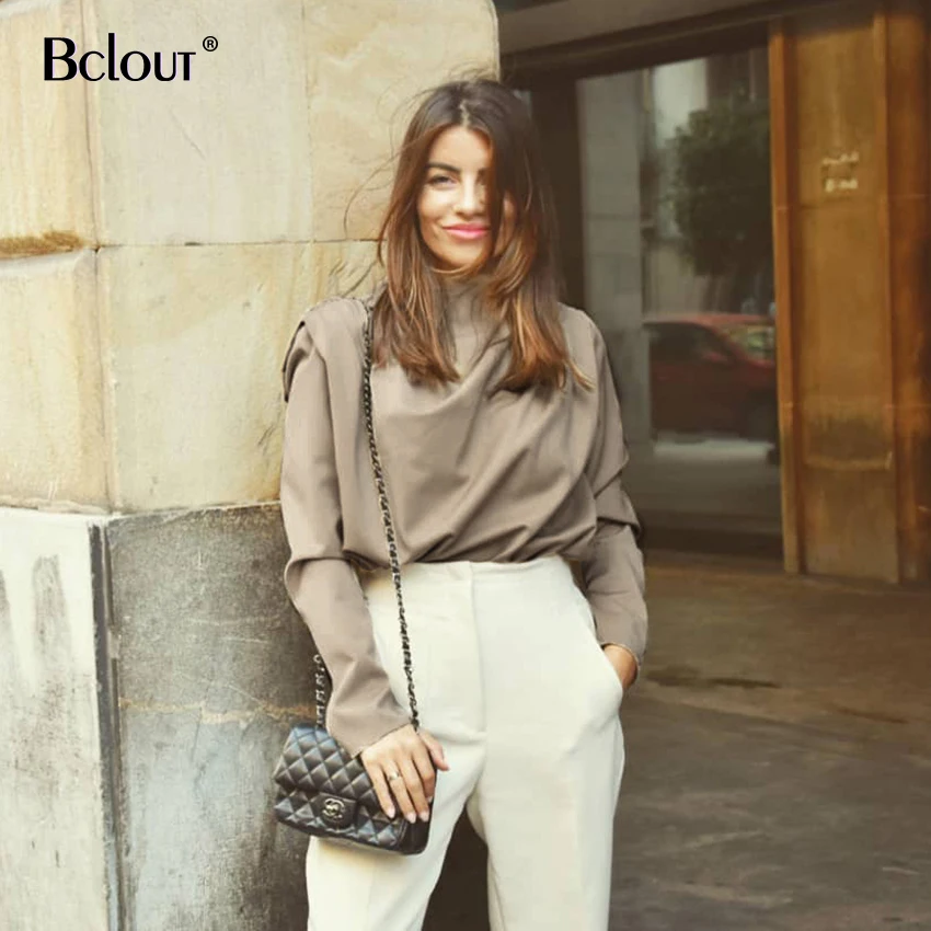 Женская блузка с драпированным воротником Bclout повседневная тканая рубашка цвета