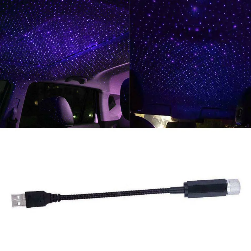 Vehemo Регулируемая Автомобильная крыша звезда светильник синий светодиод USB