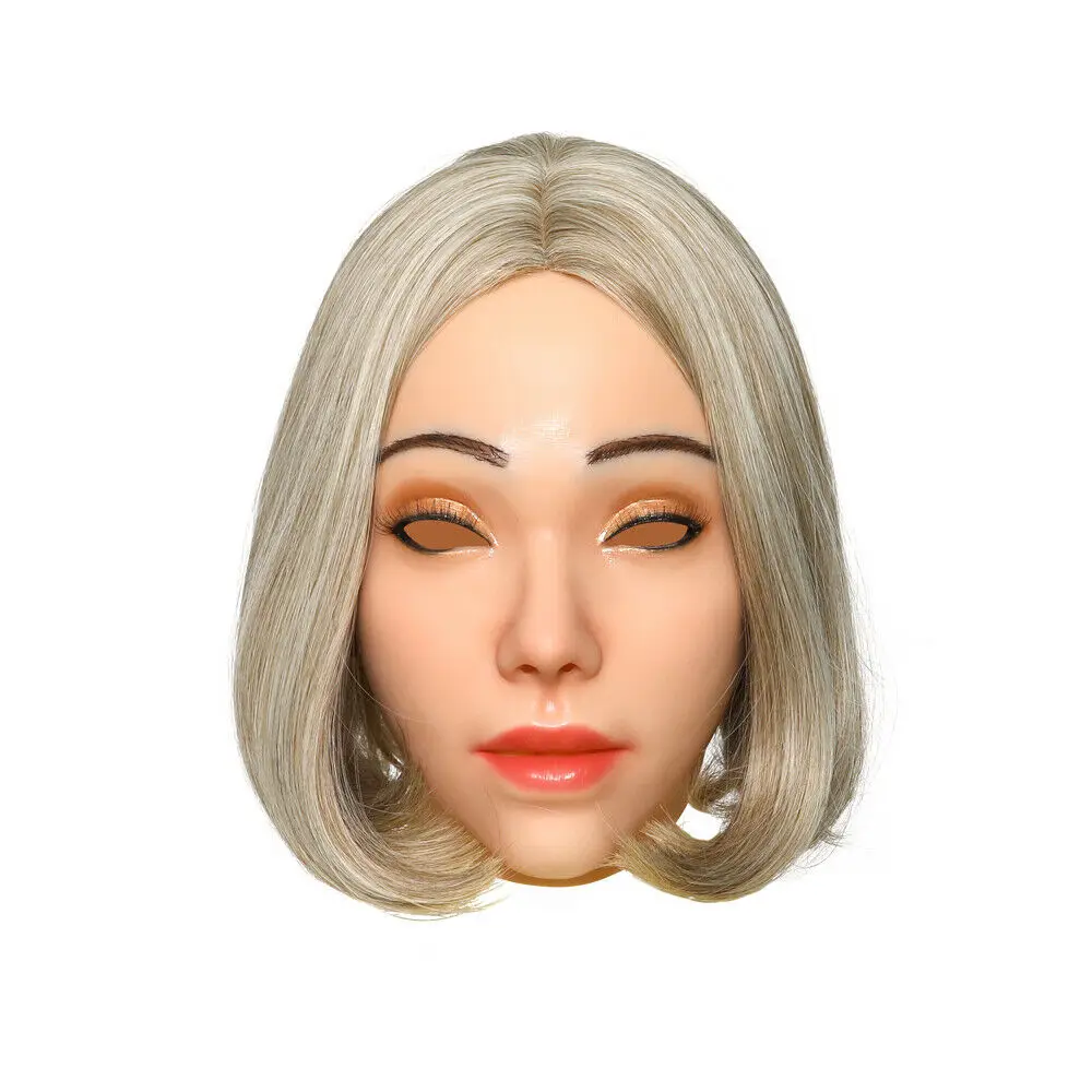 

Realistic Silicone Handmade Headdress Halloween Crossdresser Drag Queen Cosplay Props High Quality Silicone Mask