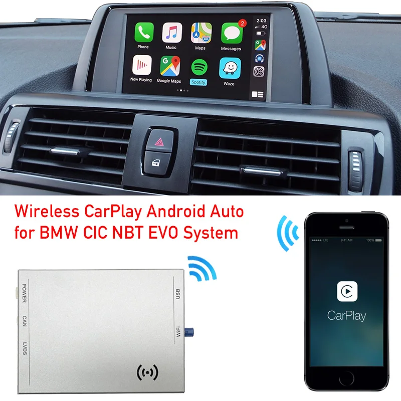 

Car radio screen add-on wireless carplay interface box for 1 series F20 F21 2 series F22 F45 headunit multimedia android auto