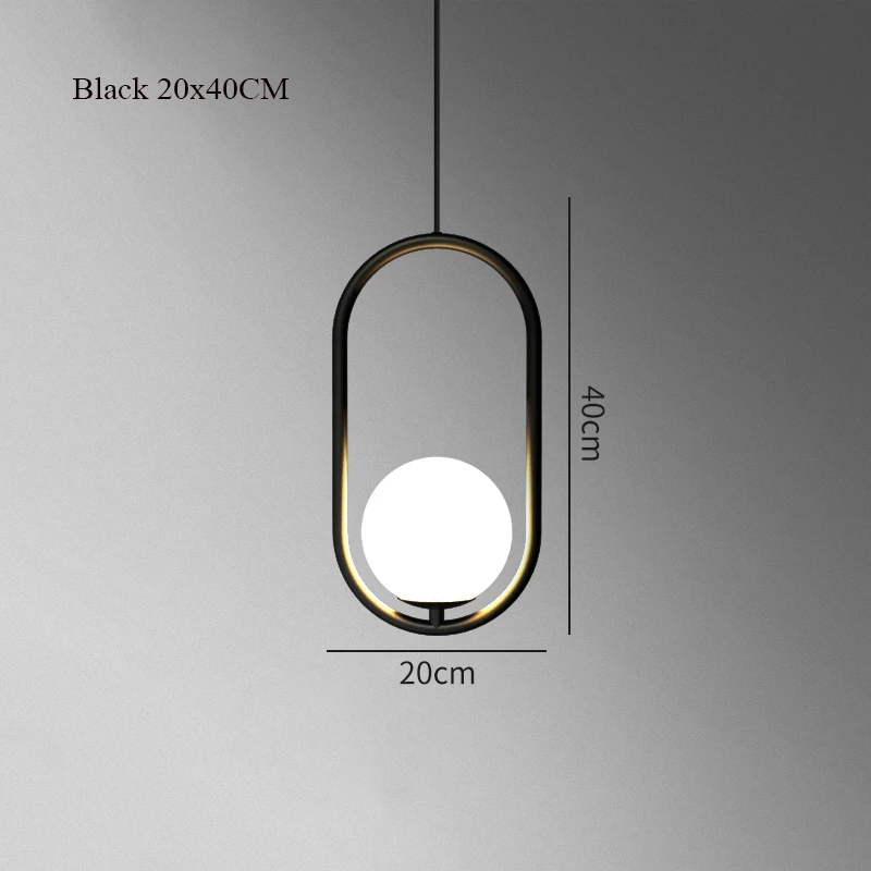 Black 40CM Современные светодиодные круглые стеклянные подвесная люстра в форме шара glod освещение светильник промышленный подвесной светильник столовая кухонный подвесной светильник - Цвет корпуса: Black 40CM