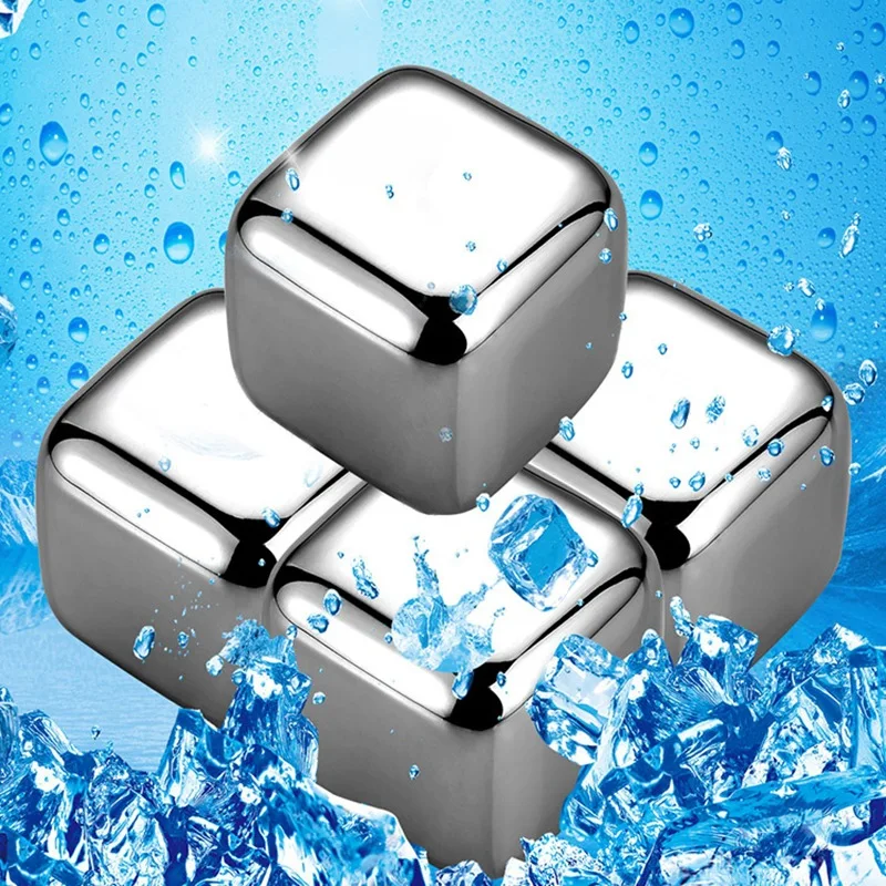 

304 Stainless Steel Ice Cube Coolers Ice Wine Stone Quick-frozen Metal Ice Cube Red Wine Whiskey Set Beer Chiller