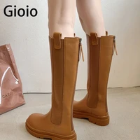 women knee high boots leather fashion winter boots 2021 autumn long boots tmedium heel motorcycle boots woman high boots