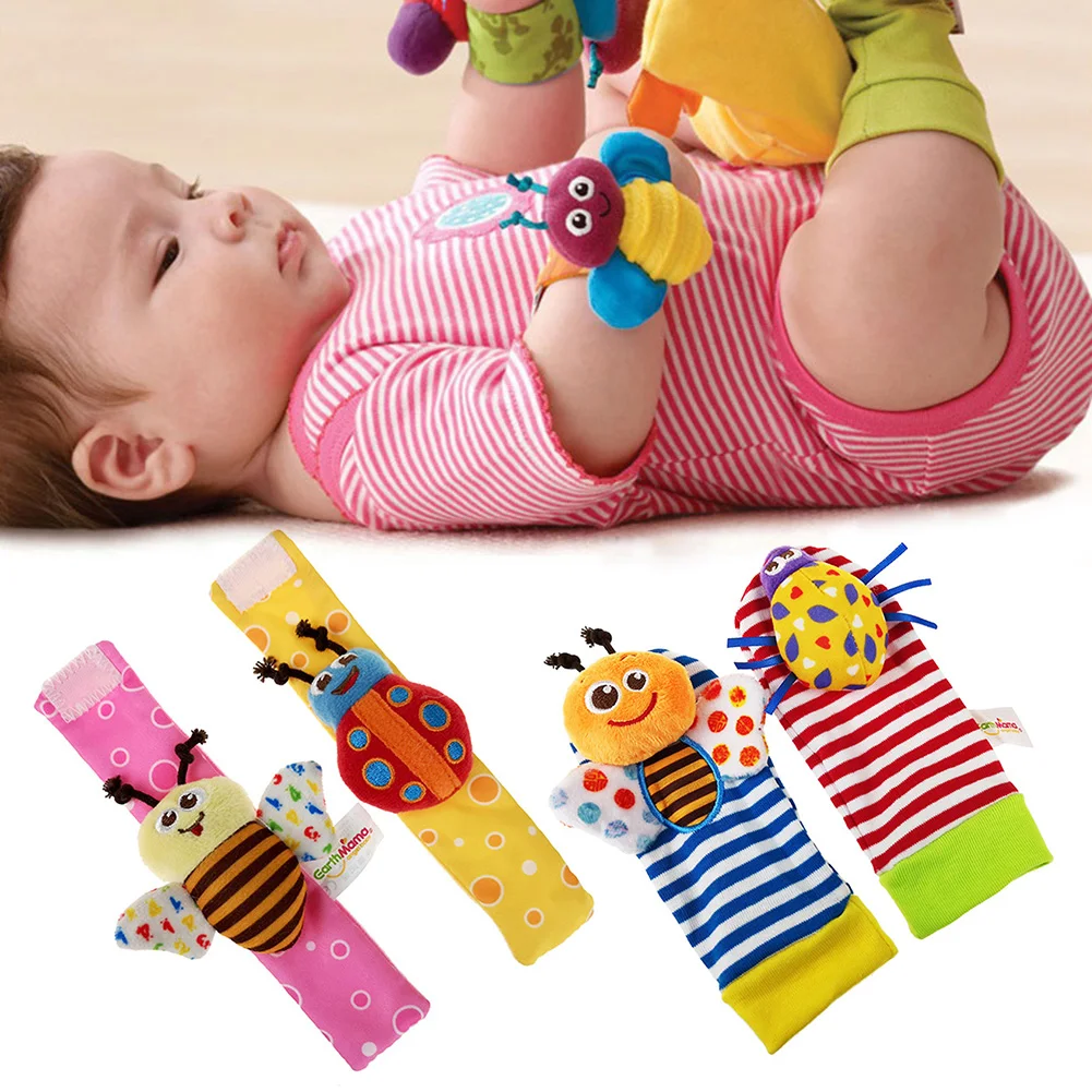

Новорожденные Мультяшные детские наручные Ремешки носки с животными с колокольчиком детские погремушки набор игрушек