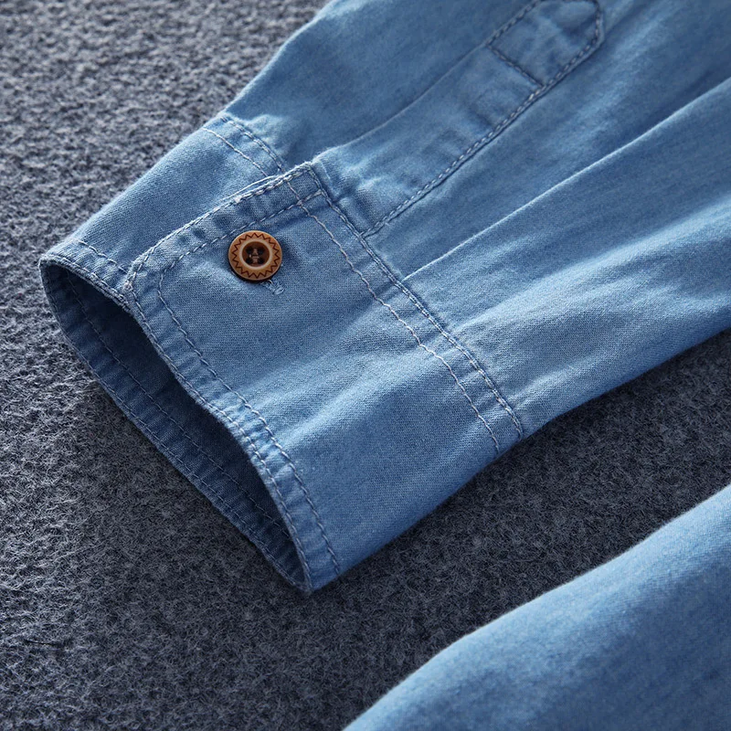 

Autumn 2020 new men's fattening plus size fashion casual Long Sleeve Shirt Men's fat denim shirt