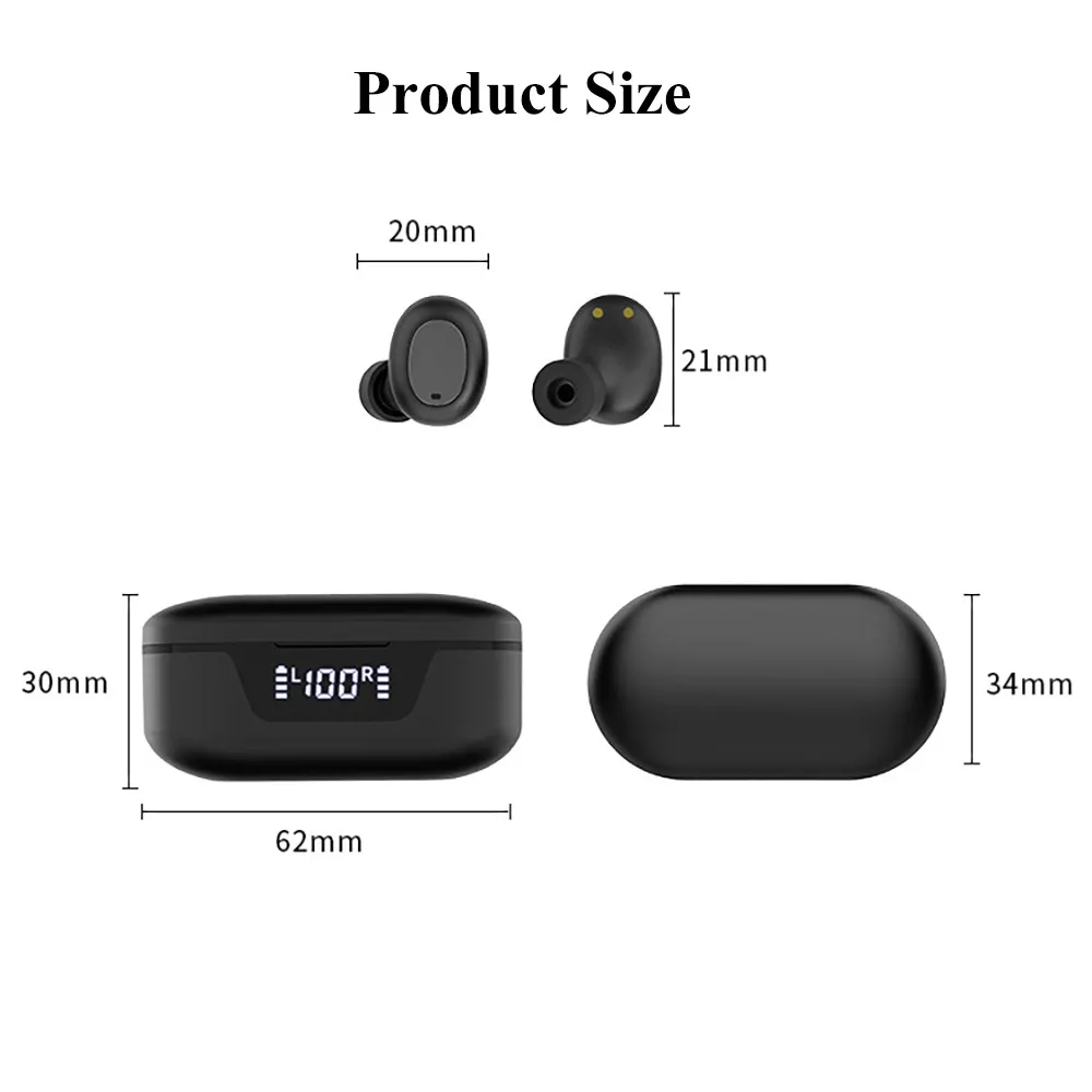 

TWS Bluetooth 5.0 Earphone Wireless Sports Waterproof Headset Mini HiFi Earbuds Support Siri Headphones with Mic For Phone