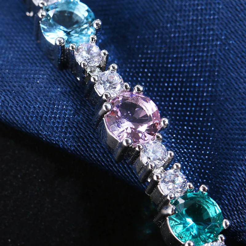 

Ekopdee Luxury Multi Color Zircon Bracelet Bangle For Women Summer High Quality Cubic Zirconia Bracelets Female Wedding Jewelry