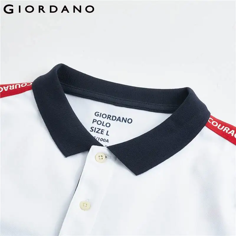 Мужская эластичная рубашка поло из лайкры Giordano прочная ребристая с короткими