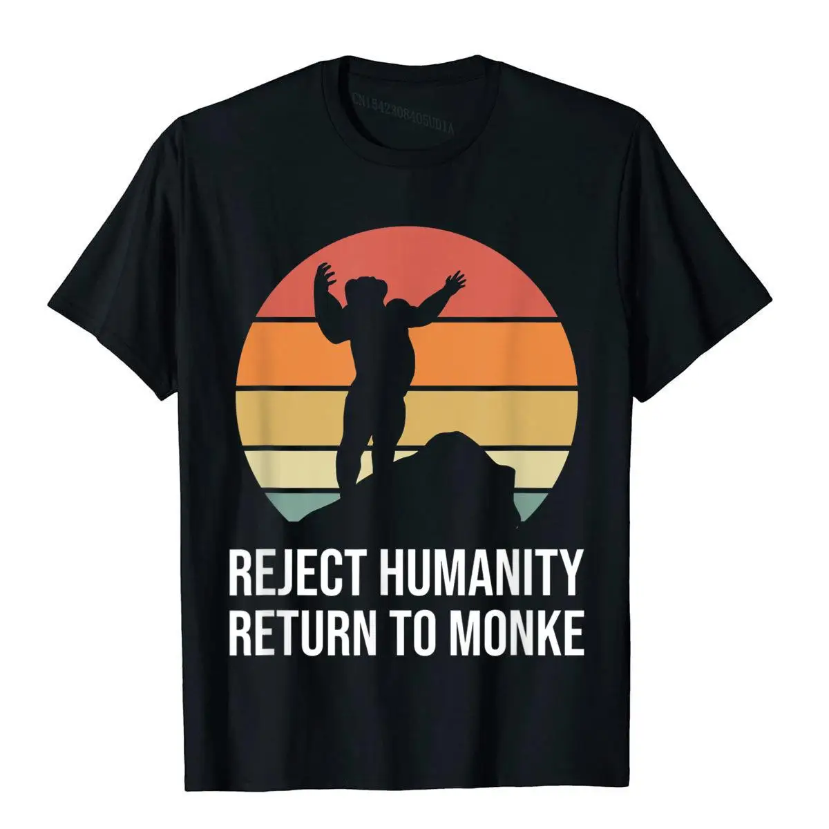 

70s Retro Reject Humanity Return To Monke Funny Meme T-Shirt Youthful T Shirt For Male Cotton Tees Normcore High Quality
