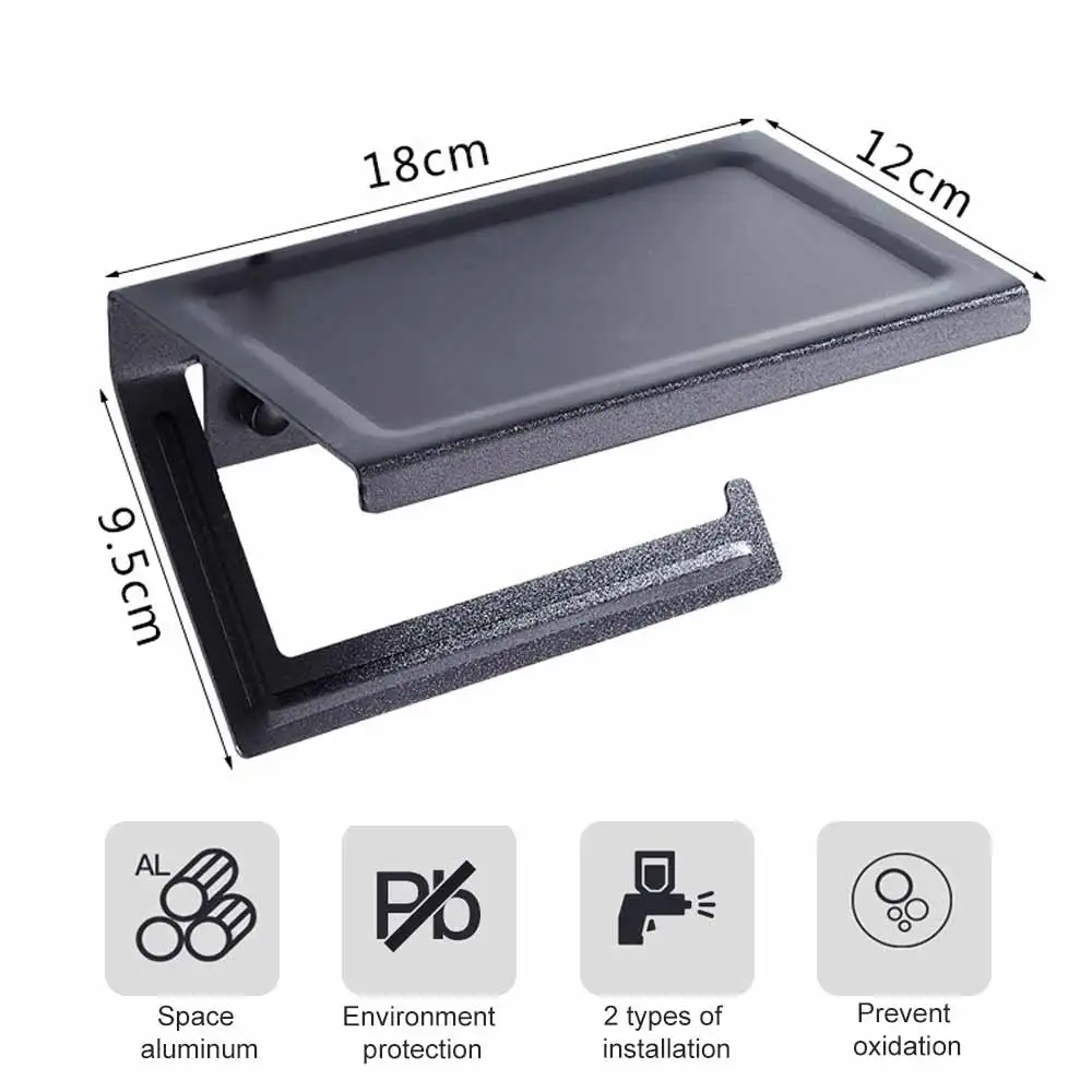 

Free Of Punch Toilet Paper Holder Wall Mount Tissue Roll Hanger Phone Platform Bathroom Hardware Set Brushed