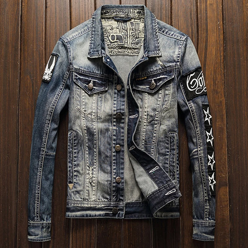 Куртка мужская джинсовая импортная Байкерский пиджак уличная одежда