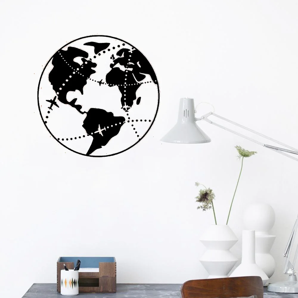 

Nature Earth Wall Sticker Globe Map Planet Life Seas Oceans Earth Wall Decal For Bedroom Decor Vinyl Mural DW12139