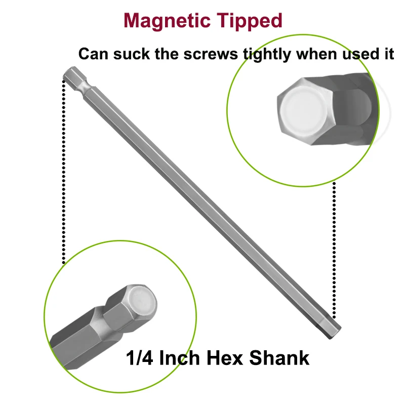 4 шт. Набор торцевых гаечных ключей сверла длиной 150 дюйма шестигранные биты с