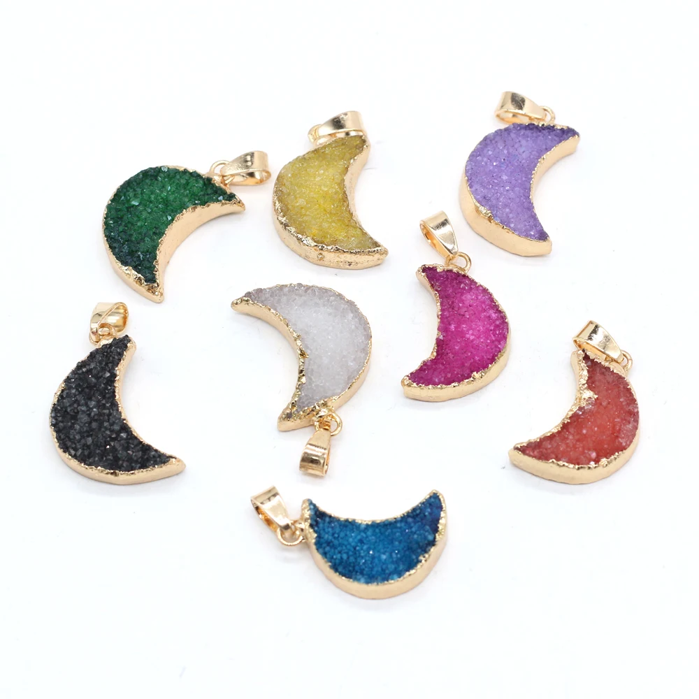 

New Natural Semi-precious Stone Moon-shaped Pendant Beads Exquisite DIY Jewelry Making Elegant Necklace Bracelet Jewelry