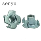 Лухуичан 20 шт. M4 M5 M6 M8 M10 M12, оцинкованная гайка с четырьмя когтями, гайка для колонок, Т-гайка, потайная зубчатая гайка, мебельная фурнитура