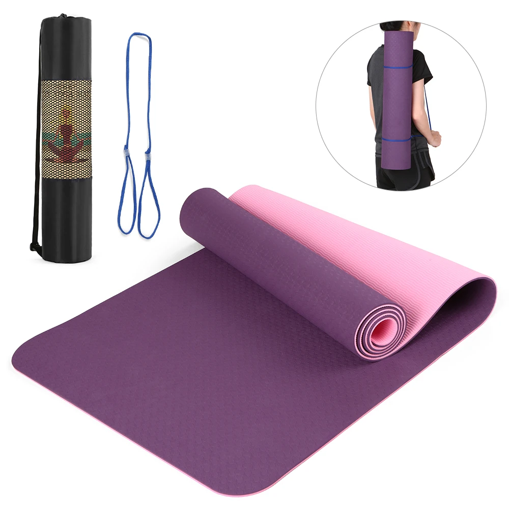 

4 color Yoga Mat TPE Eco Friendly Fitness Pilates Gymnastics Mat Gift Carrying Strap and Storage Bag Fitness Gymnastics Mats