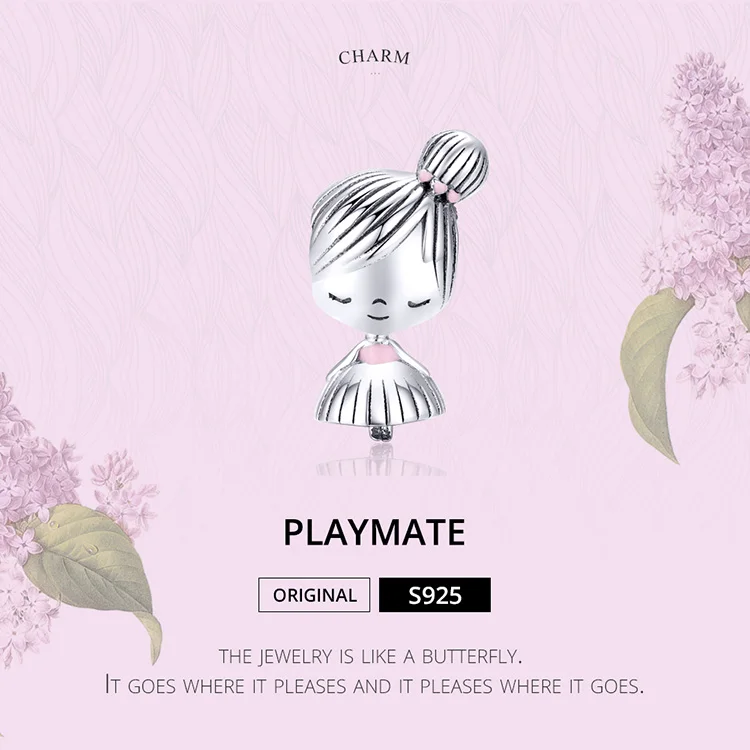 Womak Эмаль Девушка мальчик серебряные бусины 925 пробы fit Pandora браслет Шарм женщина ожерелье подвеска для изготовления ожерелья