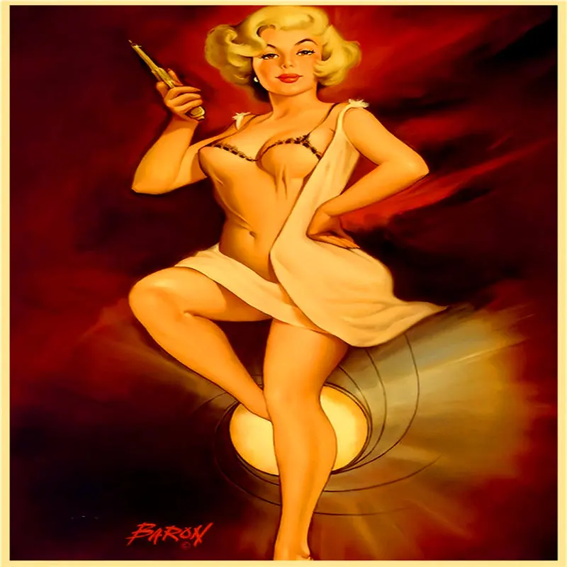 

Home wall art decoration painting European and American sexy girl nude art retro style decoration poster canvas material