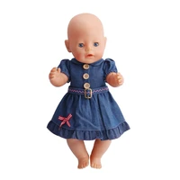 40 43 cm boy american dolls clothes navy blue cowboy dress newborn baby toys accessories fit 18 inch girls doll gift a6