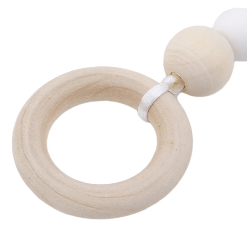 

Baby Wooden Beads Teether Ring Chain for Infant Nursing Silicone Teething Tooth Training Accessories Newborn Baby Care