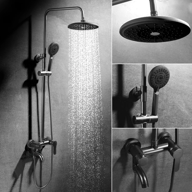 2 вида смесителей для душа черный латунный настенный смеситель ванны 8 дюймов