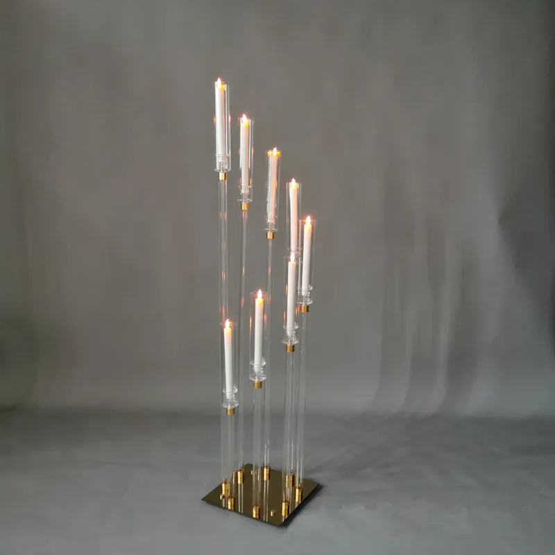 

5set Crystal Candle Holders 8/5Heads Table Candelabra Wedding Centerpiece Pillar Stand Road Lead Party Candlesticks Home Deco