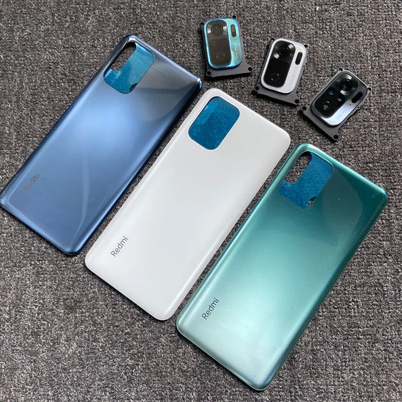 

6.43" Battery Cover For Xiaomi Redmi Note 10 Back Glass Rear Door Housing Case Panel With Camera Lens Adhesive Sticker M2101K7AI
