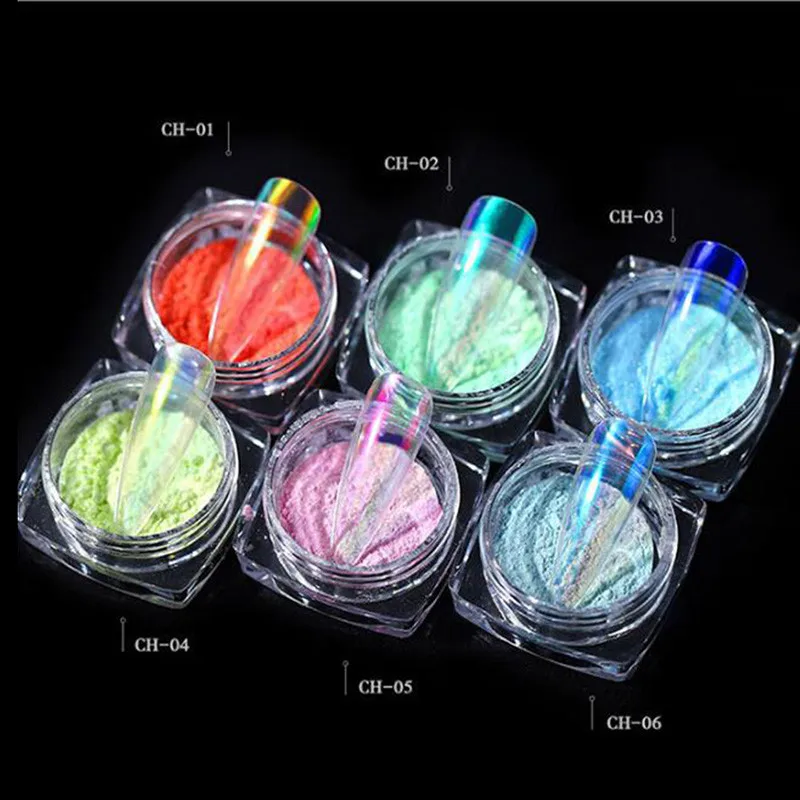 1 шт Русалка хром порошок для ногтей неоновый Радужный эффект переливающийся