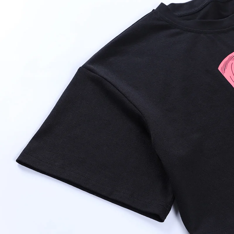 

InsDoit Harajuku Gothic Clothes T shirt Women Short Sleeve Print Crop Tops Tees Punk Streetwear Sexy Tee Summer Casual Basic Top