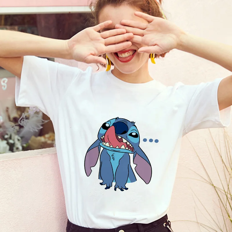 Showtly тематика «Лило и Стич» Harajuku Kawaii футболки для девочек приключенческий комедийный мультфильм женский Vacay режим печатных Повседневное футболка милый