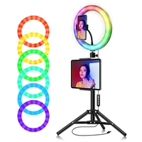 2026cm rgb ring light with tripod phone clip stand kit camera photography video recording selfie led light with tablet holder