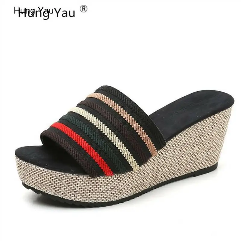 

Wedges Shoes For Women Thick High Heels Sandals Summer Shoes Hemp Comfort Gladiator Platform Wedges Sandals Open Toe Plus 35-40