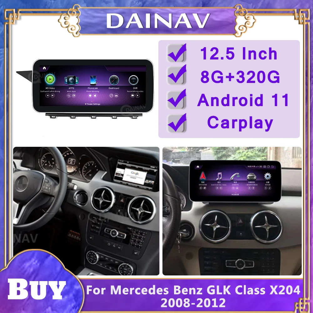 8+320GB Android 11 car radio For Mercedes Benz GLK Class X204 2008-2012 multimedia playerIPS DSP CARPLAY GPS Navigation
