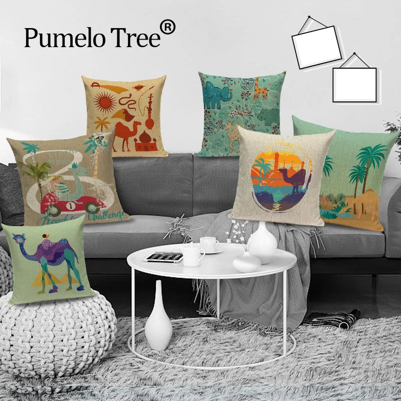 Пустынный верблюжий чехол для подушки с надписью Автомобильная подушка льняные