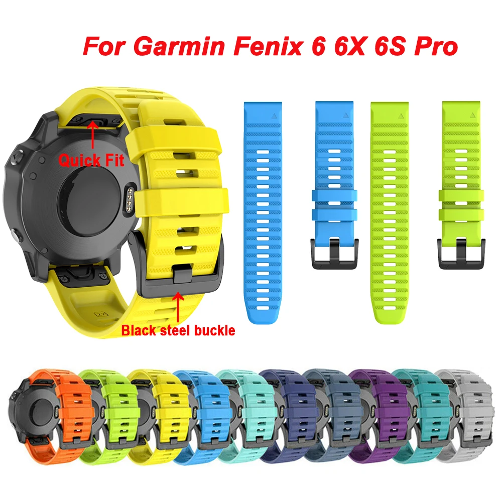 Ремешок для часов 26 22 20 мм ремешок для Garmin Fenix 6X6 5 6S Pro 5S Plus 3 3HR часы быстросъемный силиконовый ремешок Easyfit
