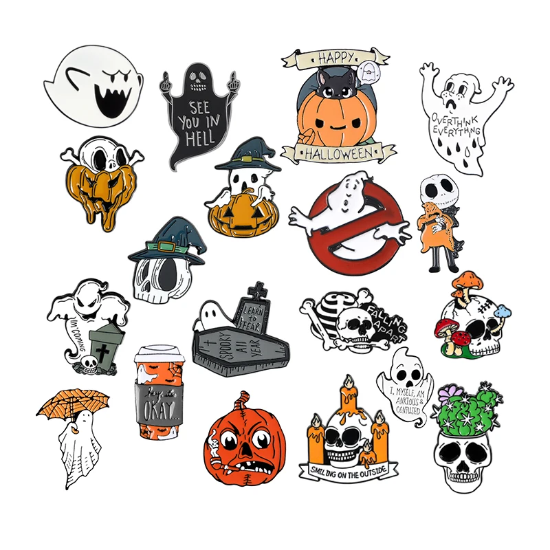 Брошь призрачная серия Счастливого Хэллоуина Тыква череп мягкие эмалевые